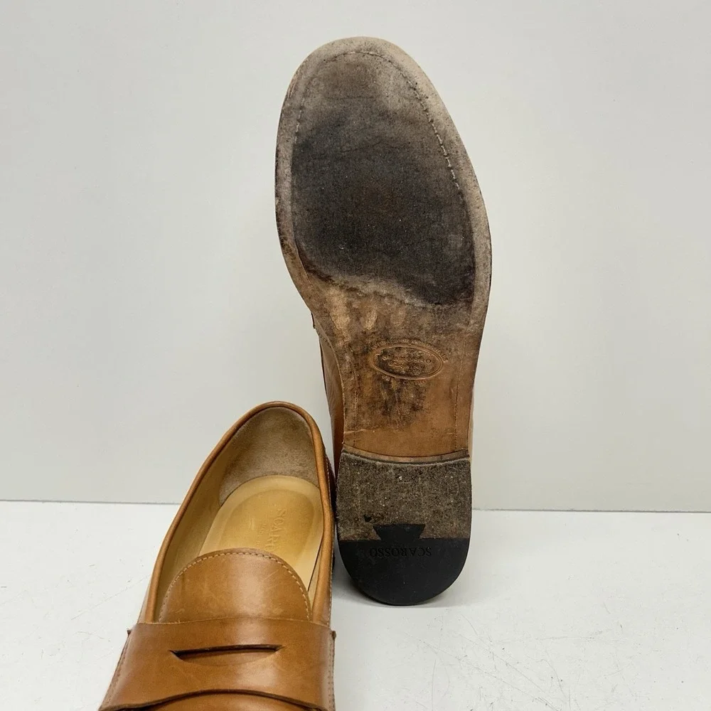 Scarosso‎ Men's Brown Leather Penny Loafers Shoes Made in Italy EU41, US8, UK7